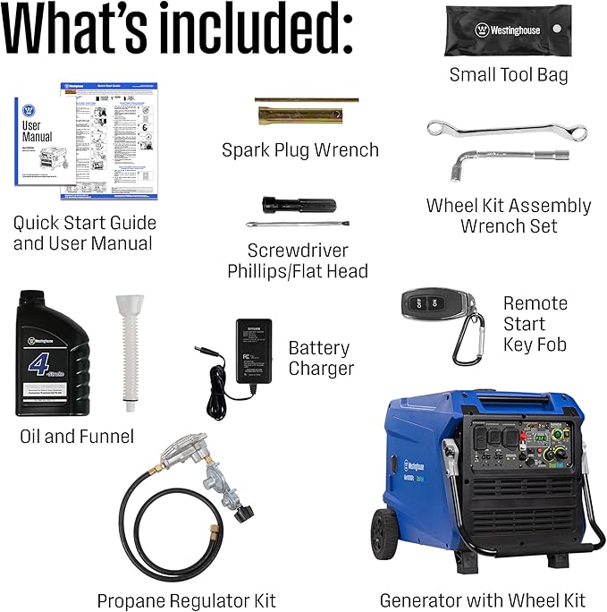 Westinghouse 11000 Peak Watt Dual Fuel Portable Inverter Generator, Remote Electric Start, Transfer Switch Ready, Gas and Propane Powered, Low THD - Safe for Electronics, Parallel Capable, CO Sensor