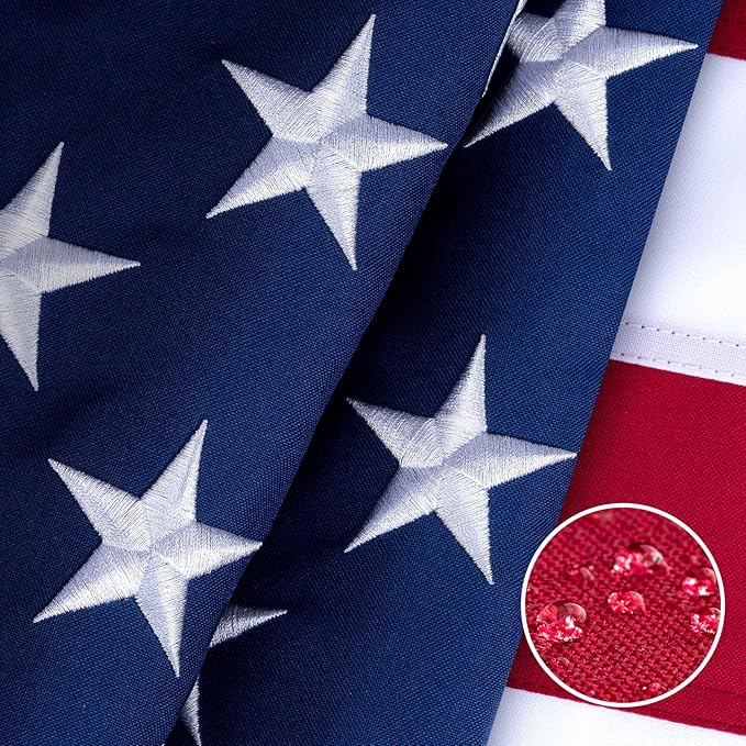 American Flag 6x10 ft for Outside, Tearproof Super Tough Series, Heavy Duty Spun Polyester, All Weather US Flag High Wind with Embroidered Stars, Brass Grommets, Ultra Durable USA Flags for Outdoor