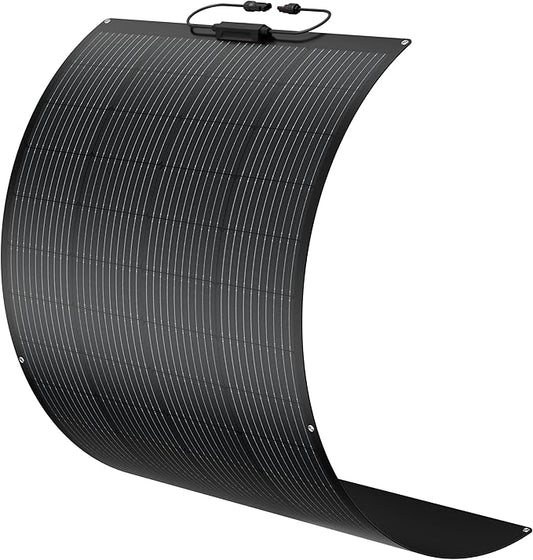 BougeRV Arch 200 Watts Fiberglass Flexible Solar Panel, Portable Bendable 12 Volts 10BB Mono Cell for RV Camping Home Boat Marine Curve Surface Black