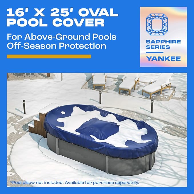 Yankee Pool Cover for Oval Pool | 16 x 25-ft | Oval Winter Pool Cover for Above Ground Pools | Extra Thick & Durable, UV-Resistant | Above-Ground Pool Protection
