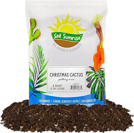 Christmas Cactus Potting Soil Mix (4 Quarts), Custom Blend for Xmas, Easter, and Thanksgiving Cactus Tropical Indoor Houseplants