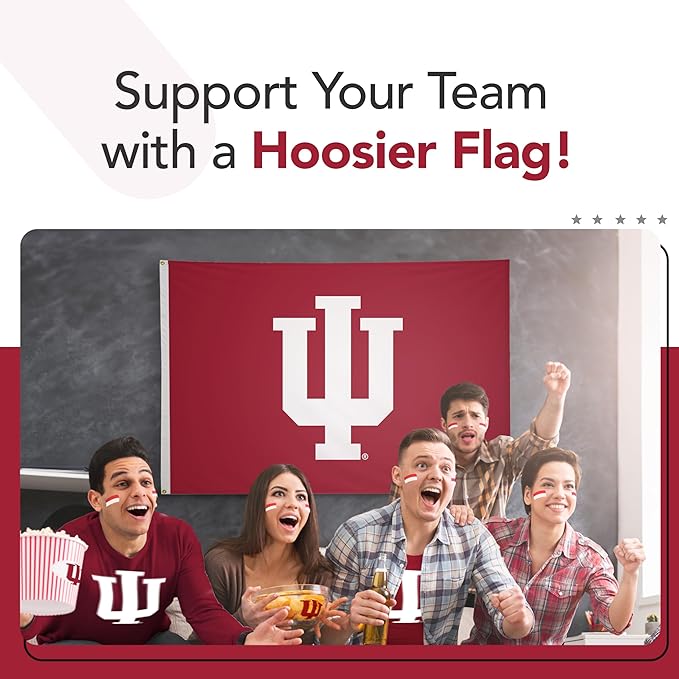 Indiana Hoosiers College Sports Printed Flag - NCAA Licensed - Nylon - School Banner (Red) (5' x 8')