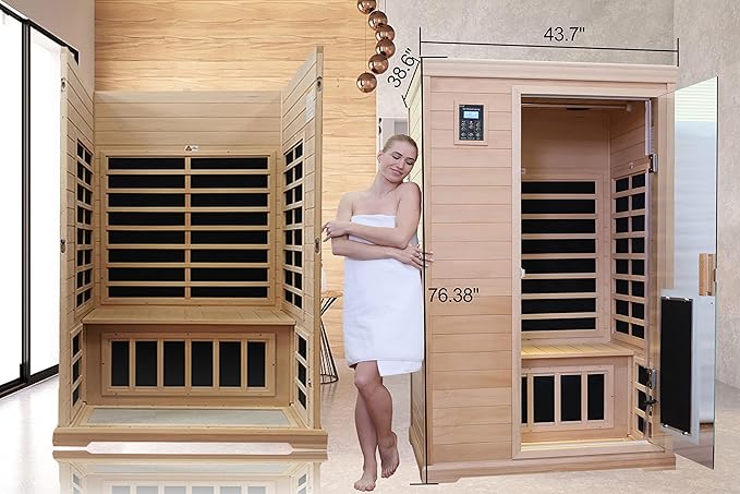 Far Infrared Sauna,Home Sauna,Low EMF Indoor Saunas for Home 2 Person 1,750watt,360° Surround Carbon Crystal Heating Panel-Chromotherapy Lighting-Bluetooth-Canadian Hemlock