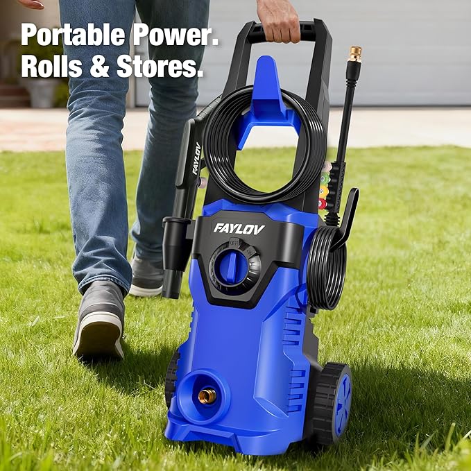 Pressure Washer - True 1378 PSI 1.25 GPM Power Washer with No-Bend 360° Nozzle, Foam Cannon & Complete 4-Nozzle Set for Car, Driveway, Patio