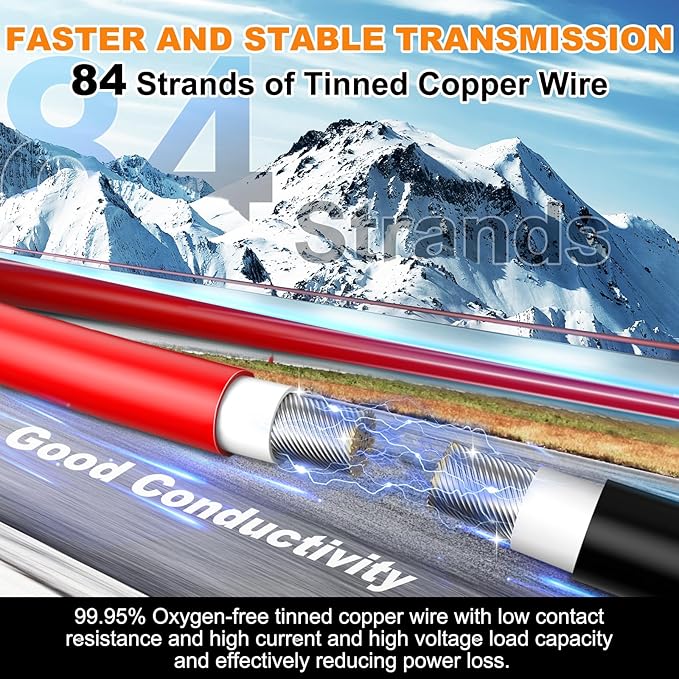 Oududianzi 2x50 Feet Solar Panel Wire, 10AWG Solar Wire Tinned Copper 10 Gauge Solar Cable PV Wire, for Outdoor Automotive RV Solar Panels Boat Marine (50FT Red + 50FT Black)