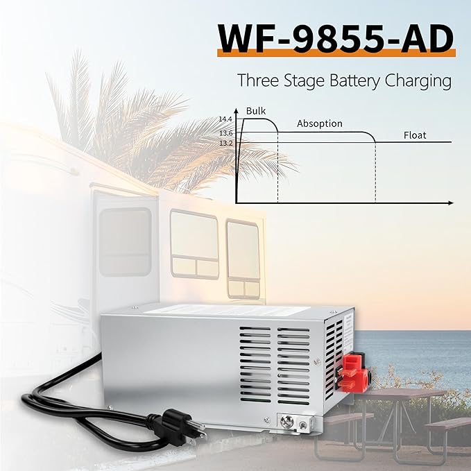 Upgrade WF-9855 55 Amp RV Power Converter Charger, Replace for RV Camper WF-9800 Series, WF-9855, WF-9855-AD, WF-9855-MBA, for Lead-Acid Battery 1 Year Warrant
