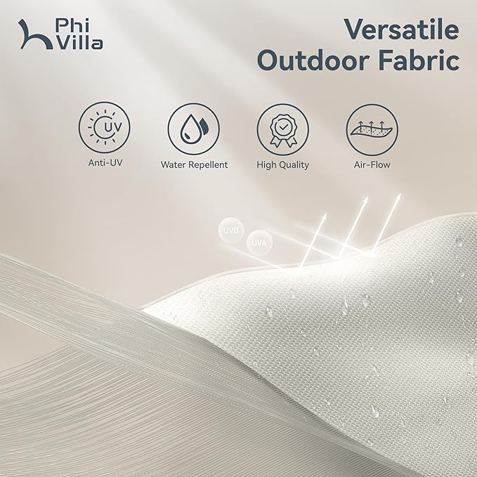PHI VILLA 13ft Large Patio Umbrellas, Double-Sided Outdoor Market Rectangle Umbrella for Outside, Ivory