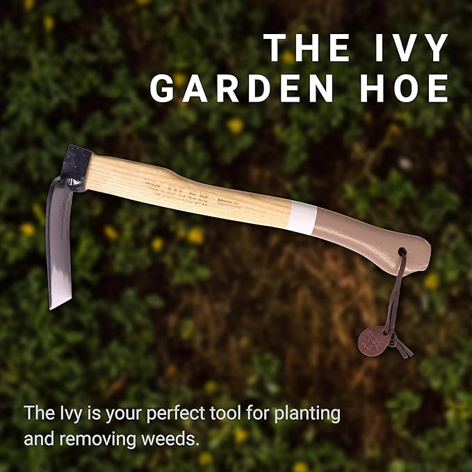Adler - The Ivy Garden Hoe, Heavy Duty Yard Tool Lawn Care, Loosening Soil, Weeding, and Digging, Steel Head 3.9 inches, Wood Handle 17.7 inches (Green)