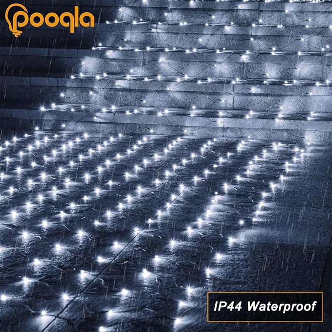 Cool White Net Lights, 360 LED Outdoor Christmas Net Mesh Lights for Bushes 21x5 ft, 8 Modes Waterproof Twinkle String Lights Connectable for Halloween Hedge Yard Garden Party Decor