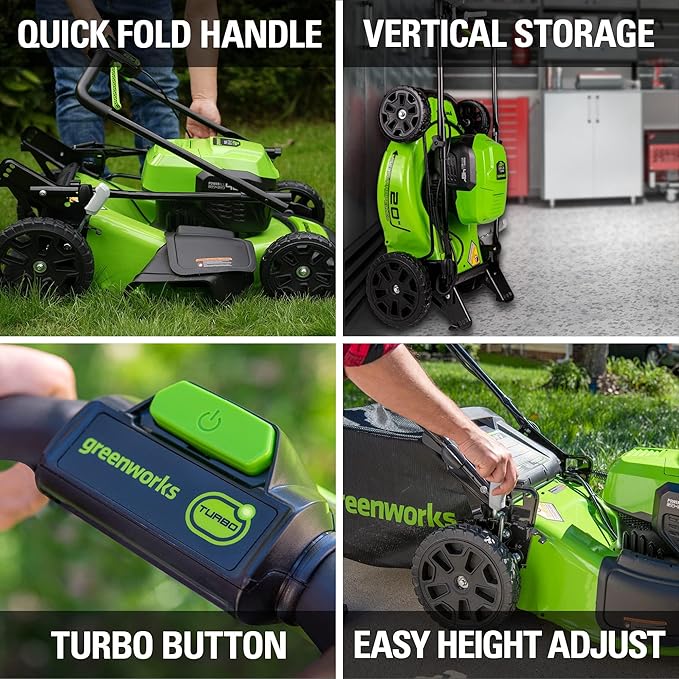 Greenworks 48V (2x24V) All - in - One Cordless Combo - 20" Lawn Mower, 12" Trimmer, 320 CFM Blower & 24V Multi - Tool