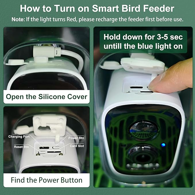 Smart Bird Feeder with Camera – 2K Live View, AI Bird Recognition, Squirrel-Proof, Dual Solar Roof, 5dB Antenna, Instant Alerts for Nature & Wildlife Lovers, Green