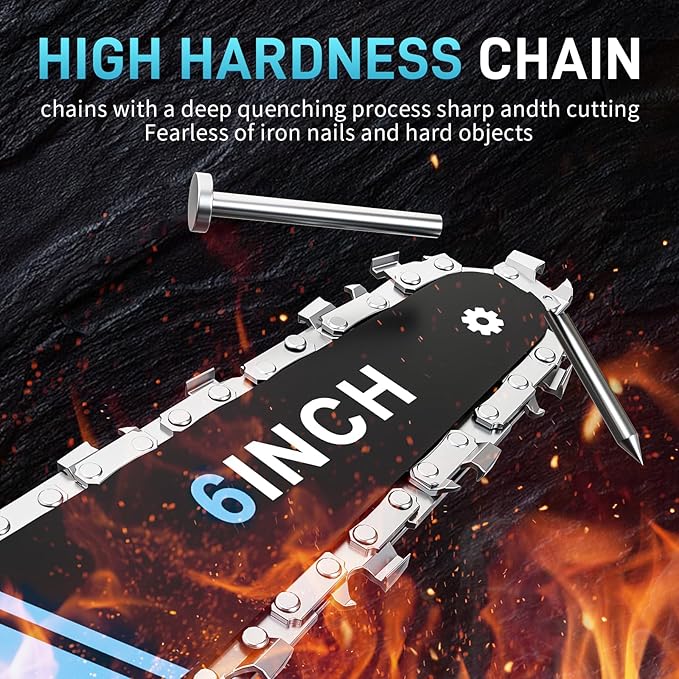 Mini Chainsaw, 6 inch Mini Chainsaw Cordless, Small Hand held Electric Power Chain Saw 2 Battery Powered Operated, Household and Garden for Tree Trimming Wood Cutting, Gifts for Father Husband Men