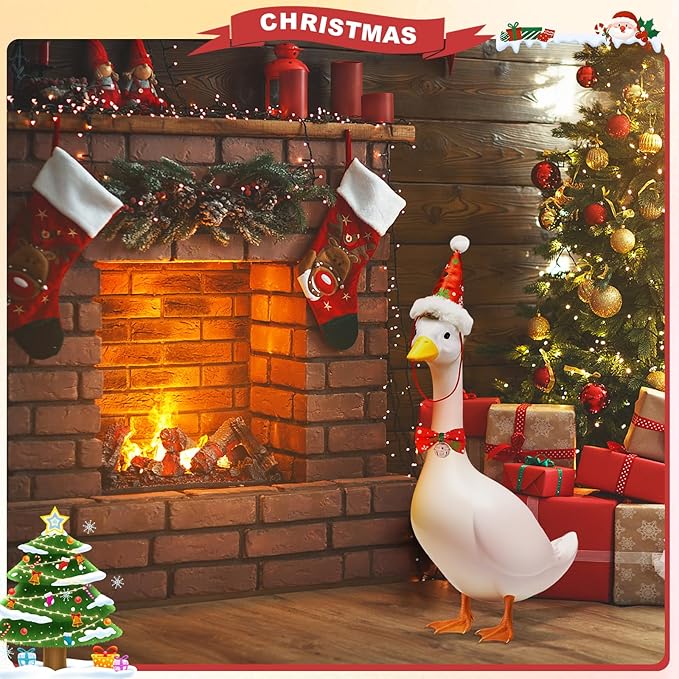 8 Set Holiday Porch Goose Outfits for 17/23" Plastic Lawn Goose - Halloween, Thanksgiving, Christmas, St. Patricks, Summer, Valentines Easter - Patio Yard Garden Decor with Hat and Bow Tie