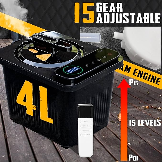 XL Portable Sauna Box, 4L Steamer Portable Steam Sauna for Home, Personal Sauna with Big Sauna Chair, Remote Control, Black, 1400W