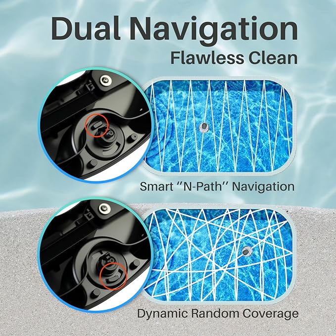 POOLPURE AquaGuard SE II Cordless Powerful Pool Vacuum (Dual Motors) 5000mAh Battery, 120-Min Non-Stop Clean Most Runtime per Dollar Auto-Clean for Flat Pools Up to 1000 Sq.Ft