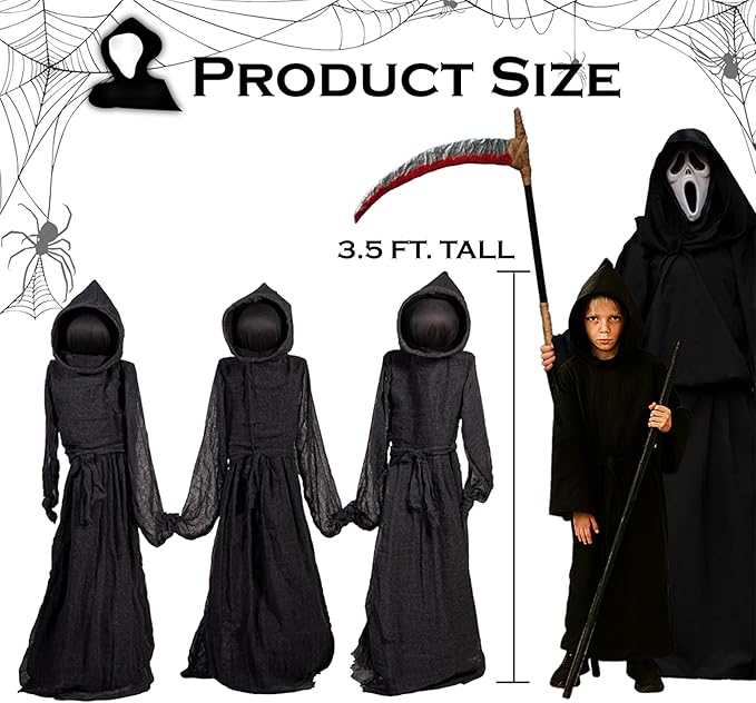 Evergreen Halloween Stakes, Outdoor Safe Spooky Garden Statues, Halloween Yard Decoration for Home Grass Lawn or Patio (Reaper, Set of 3)