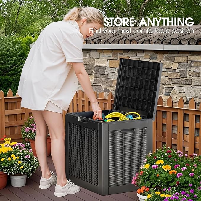 31 Gallon Outdoor Storage Box, Resin Deck Boxes Outdoor Waterproof For Patio Furniture, Garden Tools, Pool Supplies, Durable And UV Resistant, Lockable(2Box,a set)