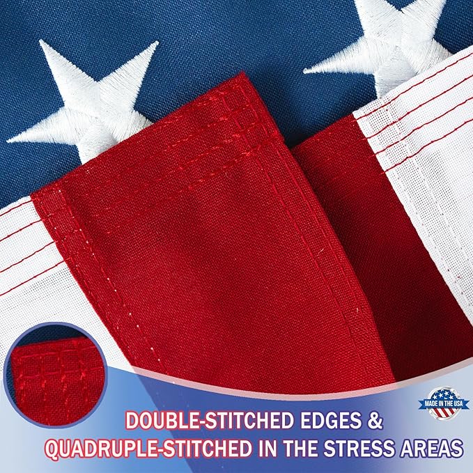 ROTERDON 600D American Flags for Outside 4x6 Ft, TearProof Long Lasting US Flag, Embroidered Stars, Sewn Stripes, Brass Grommets, High Wind USA Flag Heavy Duty Outdoor