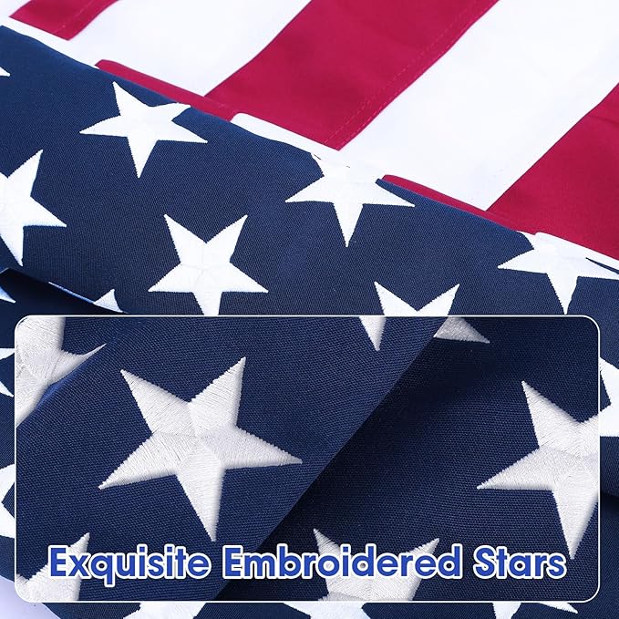 American Flag 4x6 FT,Weatherproof Heavy Duty Polyester Canvas Flags Ultra Durable Tear-Resistant, Deluxe Embroidered Stars & Sewn Stripes, Perfect for Outdoor Use with Brass Grommets