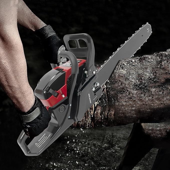 20 Inch Gas Chainsaw 58CC 2.4KW Petrol Chainsaw 2-Stroke Gas Chain Saws, Engine Chain Saw Set Gas Chainsaws for Cutting Wood Outdoor Home Farm Us (Black Red)