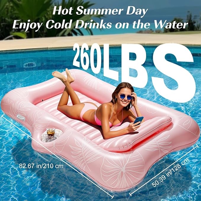 HeySplash Pool Lounger Float for Adult, Inflatable Pool Floats Bed Cooling Contour Lounger Rafts, Water Rafts for Lake, Outdoor Beach Pool Party