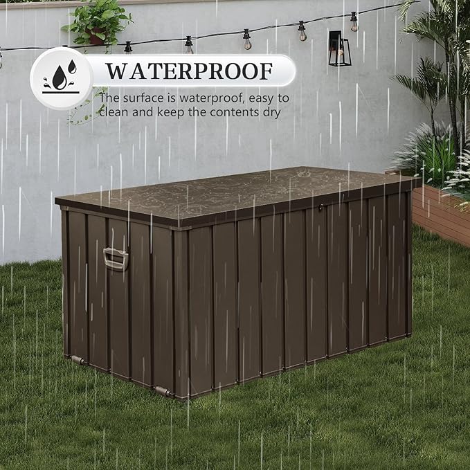 Domi 190-Gallon Outdoor Storage Box – Waterproof, Lockable Storage Cabinet for Patio Furniture, Garden Tools & Pool Supplies – Large Metal Storage for Cushions, Toys & More
