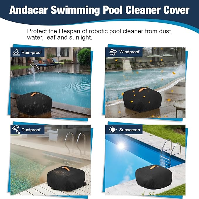 Pool Cleaner Robot Cover for Cordless Robotic Pool Cleaner, Waterproof 600D Heavy Duty Protective Cover for Above Ground Robot Pools Vacuum(Covers Only)