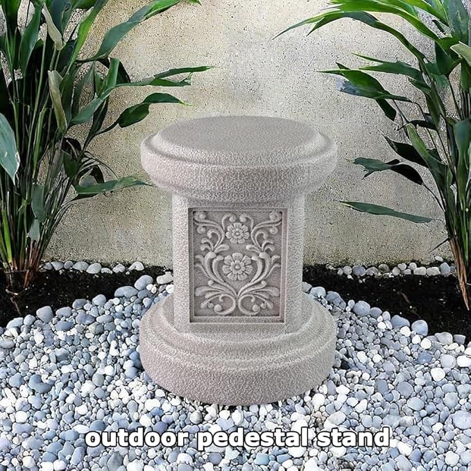 Classic Statuary Stand Outdoor Pedestal Sculpture Decor Plinth Base Riser, Garden or Home Resin Statuary Pedestal, 12.6" Tall, 7.1 Pounds, (Round)