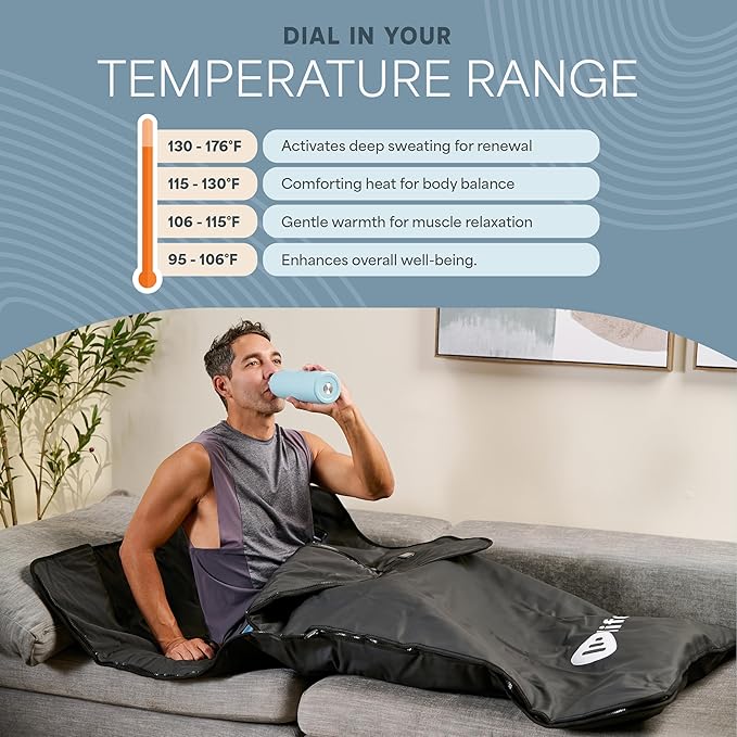 LifePro RejuvaWrap Far Infrared Sauna Blanket for Detox & Relaxation – Available in 5 Colors & 3 Models – Portable Sauna Blanket Infrared for Muscle Relief, Circulation & Recovery – 9 Heat Levels