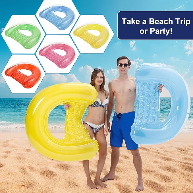 2 Pack Pool Floats Adult, PuppyuWill Minimalist Design Pool Chair Float, 46"X36" Mood-Boosting Colors, Drifter, Chair, Hammock 3-in-1 Inflatable Pool Toys for Pool Party, Lake, River, Sea, Outdoor
