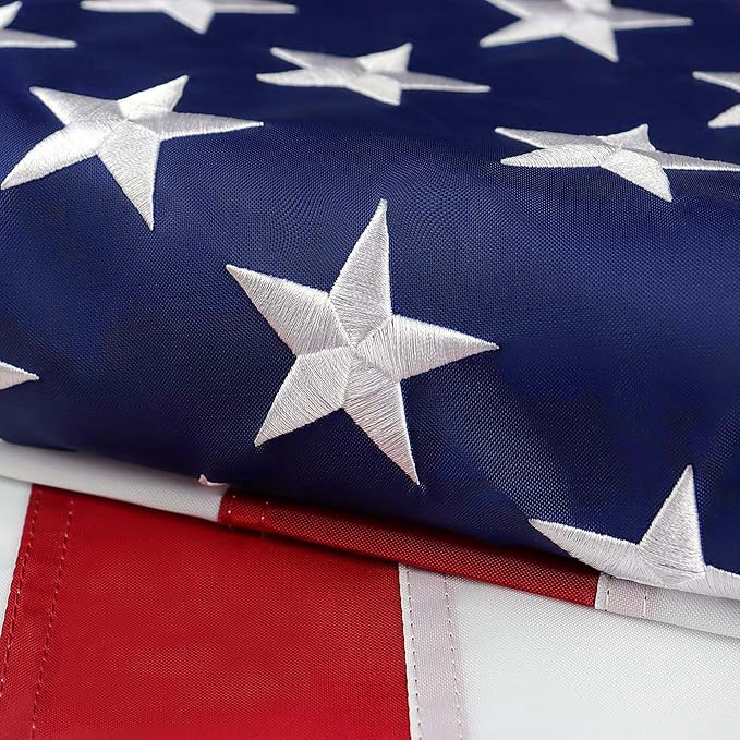 American Flag 5x8 Ft for Outside, Heavy Duty Nylon US Flag for High Wind, Durable Embroidered Stars, Sewn Stripes, Brass Grommets, Fade Resistant Waterproof USA Flags