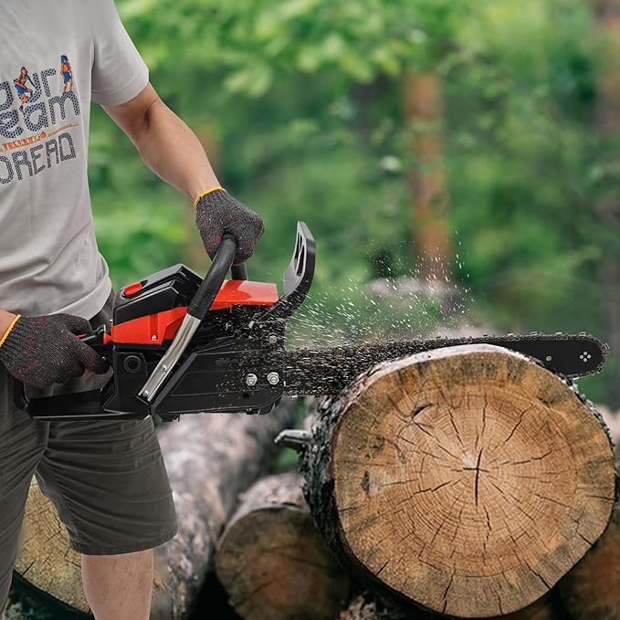 18 Inch Gas Chainsaw 58CC 2.2KW Petrol Chainsaw 2-Stroke GasChain Saws, Engine Chain Saw Set Gas Chainsaws for Cutting Wood Outdoor Home Farm Us (Black)