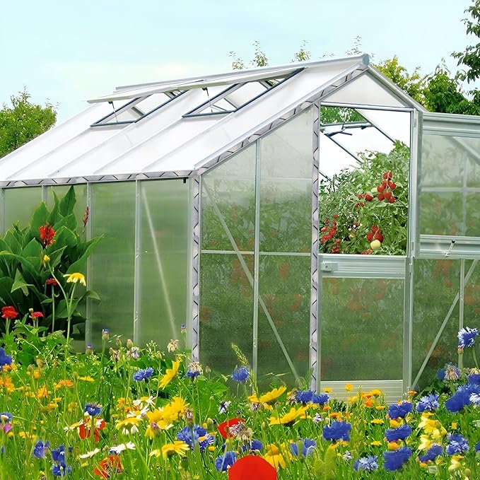 20 Set 6.6 Ft Greenhouse Lock Channel and Spring Wire，Aluminum Alloy Lock Channel and PVC Coated Spring Wires for Fixing Greenhouse Plastic Cover