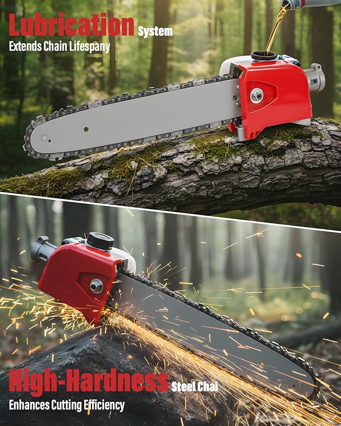 48CC Gas Powered Pole Saw 16FT Lightweight with Auto Lubrication, Safety Lock, and Quick Stop for Easy Tree Trimming (GZJ-005)