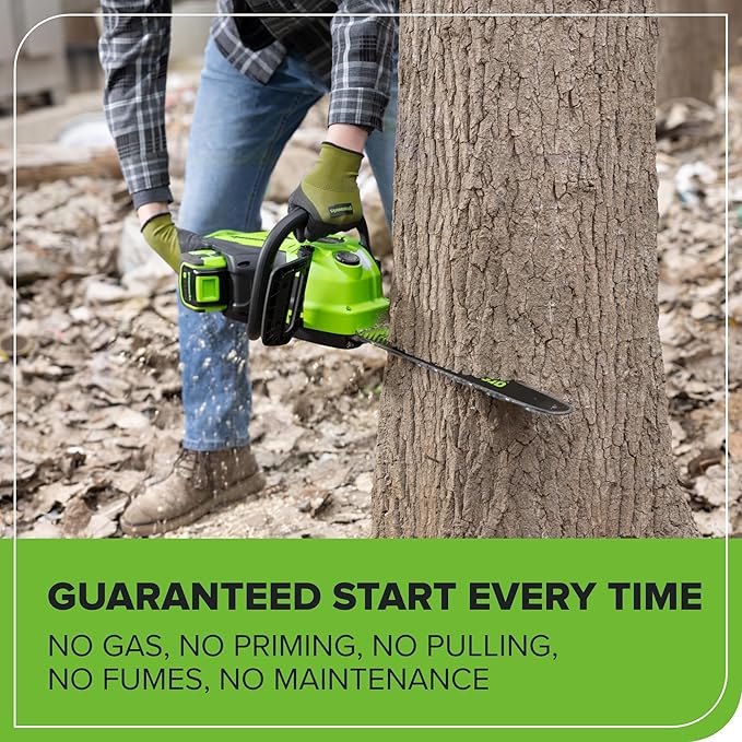 Greenworks 40V HP 18" BL Chainsaw Kit with 5.0Ah HP Battery and 5A Rapid Charger