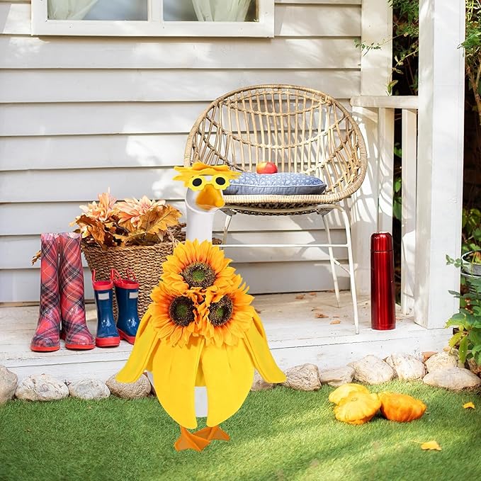 Sunflower Goose Outfit Summer Goose Outfits Cute Goose Clothes for Outdoor Garden Yard Statue Decor