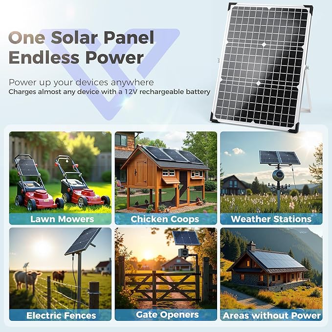 Voltset Solar Panel Kit 30W 12V, Solar Battery Trickle Charger Maintainer, Waterproof Solar Panel + Upgrade Charge Controller + Adjustable Mount Bracket for Boat RV Motorcycle Marine