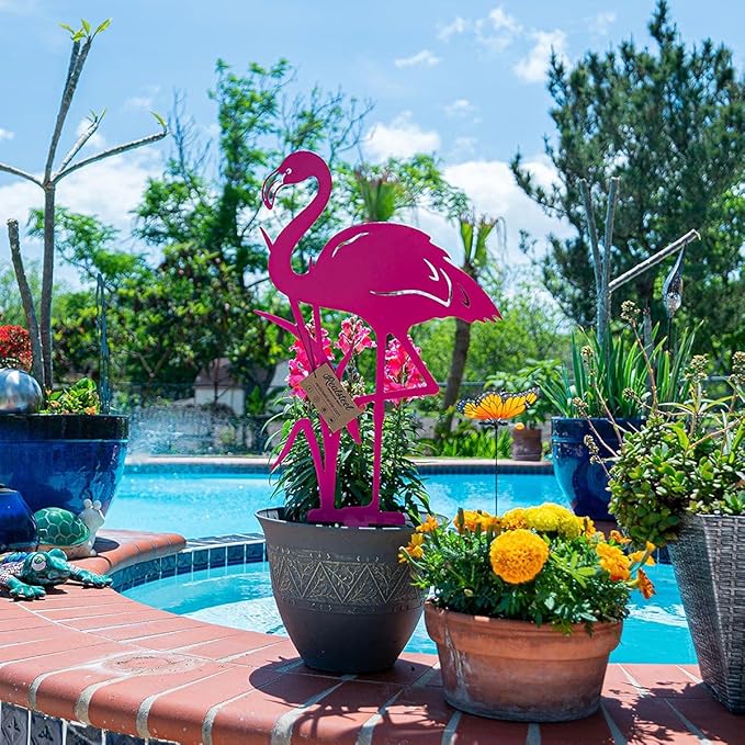 RealSteel Pink Flamingo Yard Decorations, Flamingo Gifts for Women, Yard Decorations, Pink Christmas Decorations, Front Yard Decorations Outdoor, Garden Statues