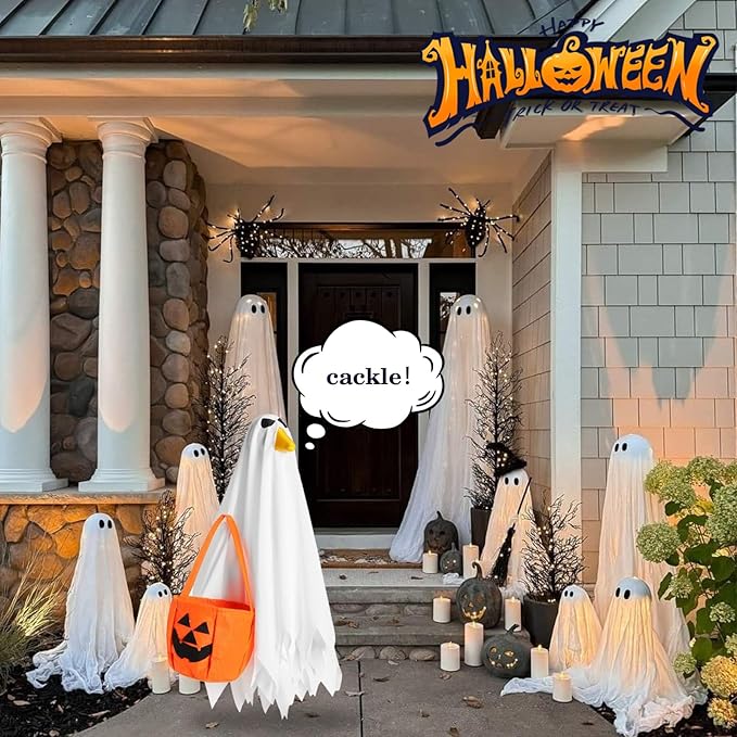 Porch Goose Outfits for 23" Plastic Porch Goose Halloween Pumpkin Outfit Goose Clothes for Cement Goose for Indoor Outdoor Garden Yard Lawn Patio Art Decor(YL)