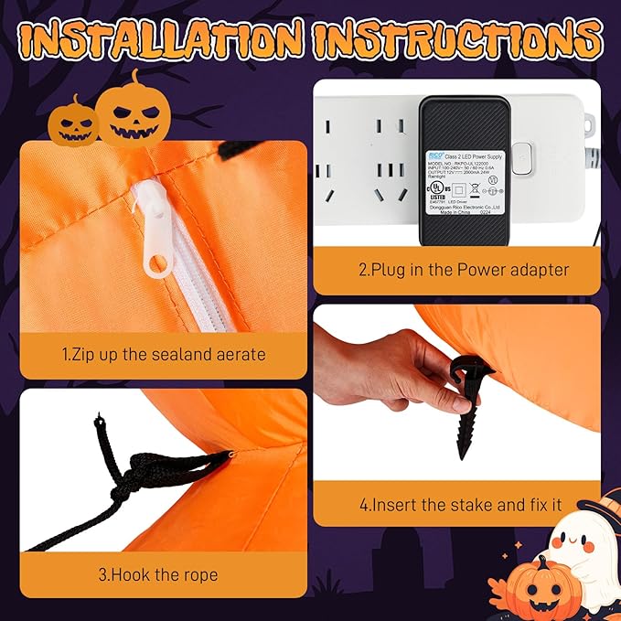 AW 9FT Halloween Inflatable Pumpkins Blow up LED Lights Outdoor Party Decorations