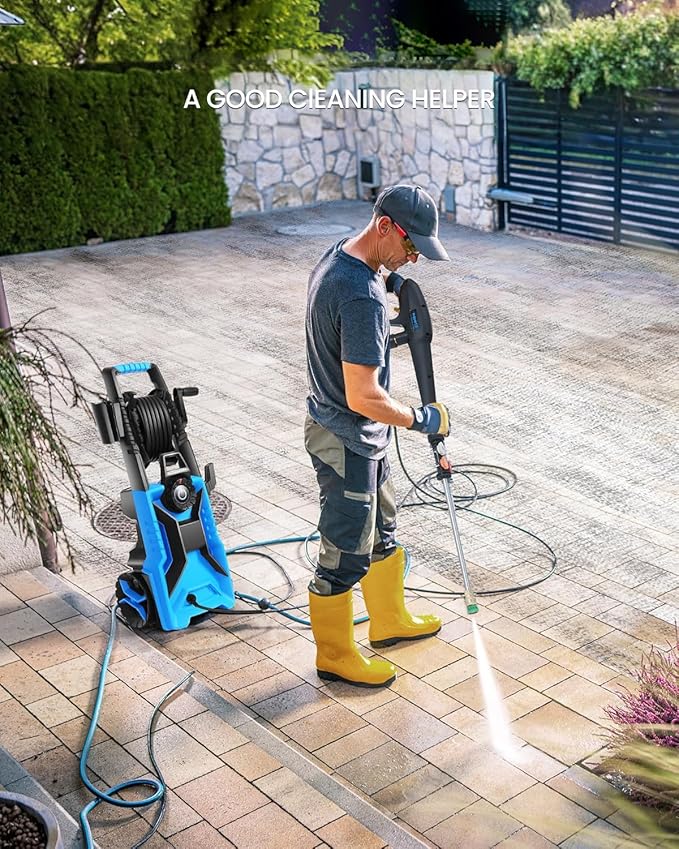 5000PSI Pressure Cleaner 4.0 GPM Adjustable Pressure,4.0 GPM Power Cleaner with Foam Cannon,4 Nozzles,33FT Hose and 500ml Soap Bottle for Home/Cars/Driveways/Patios/Fences(Blue)