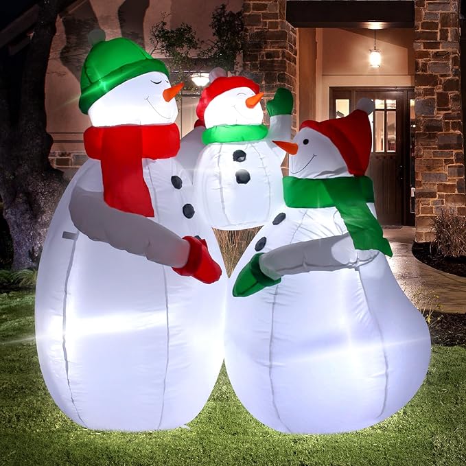 5 Feet Tall Inflatable Christmas Snowman Family Set Outdoor Holiday Decoration with LED Lights Perfect for Lawn Garden Entrance Christmas Party Joyful Atmosphere Family