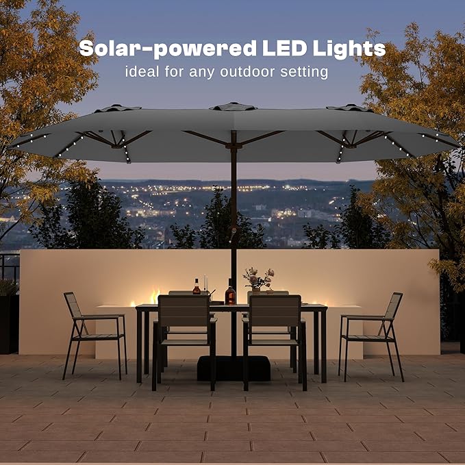13FT Double Sided Patio Umbrella with LED Lighted