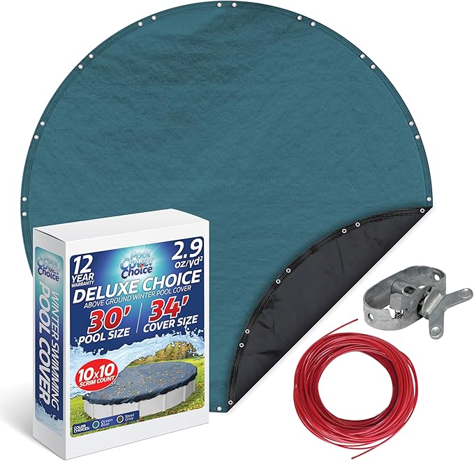 Winter Swimming Pool Cover for 30 ft Aboveground Round Pool Size, Deluxe Choice Series, Solid Material, Color - Ocean Blue, Pool Cover Choice 5830-4CHOICE