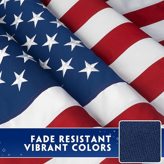 American Flag 5x8 Ft for Outside Longest Lasting- Ultra Durable, Tear-Proof Heavy Duty Spun Polyester US USA Flags - Fade Resistant, Embroidered Stars, Sewn Stripes, Brass Grommets - Outdoor Decor