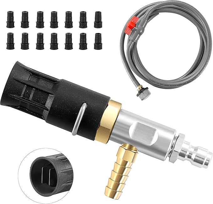 Adjustable Long Range Nozzle for Pressure Washer 4-4.5 GPM, Downstream Injection Spray Nozzle Kit, High Power Washing External Chemical Injector with 1/4” Quick Connect, 2500 to 4000 PSI
