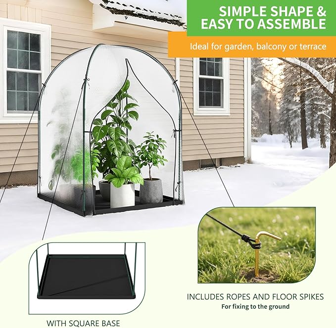 Portable Greenhouse for Outdoors, Green House Tent with Durable Bubble Film Cover and Zippered Door,Walk-in Mini Green House with Removable Mat for Indoor Outside Protecting Plant,47x47x71 Inch