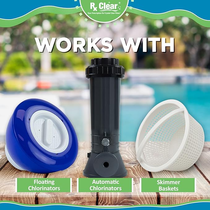 Rx Clear 3" Inch Chlorine Tabs | 25 Pounds | Individual Stabilized Chlorinating Tablets for Sanitizing Swimming Pools | Long Lasting, Slow Dissolving, and UV Protected