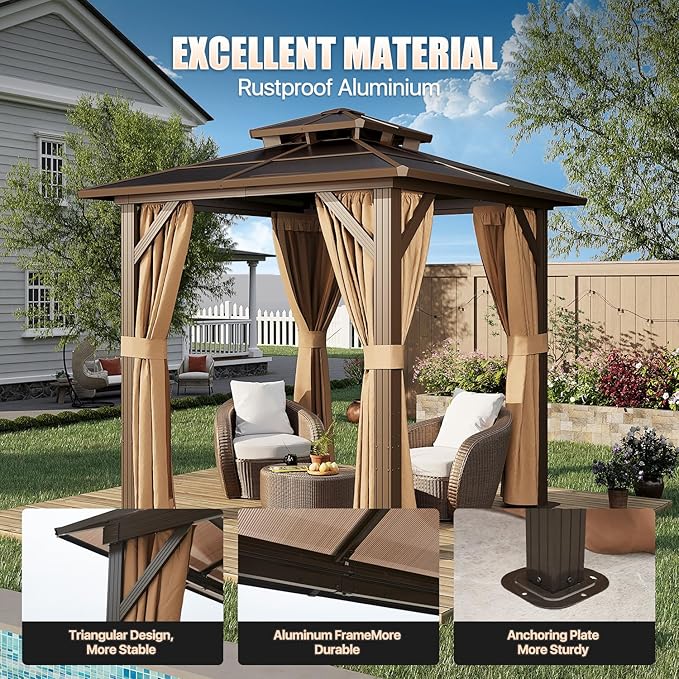 8 Ft. W X 8 Ft. D Aluminum Patio Hardtop Gazebo