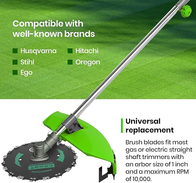 (2-Set) 9" x 20T Chainsaw Tooth Brush Blades Tool Kit, – 2 Blades, 3 Assorted Round Files and 4 Washers | for Cutter, Trimmer, Weed Eater | Made from Carbon Steel, Cuts Like Butter